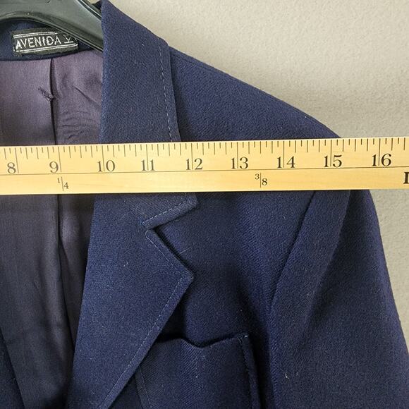 Avenida V by Nitya Virgin Wool Navy Blazer Gold Buttons Women Size 9/10 Vintage - Picture 4 of 7
